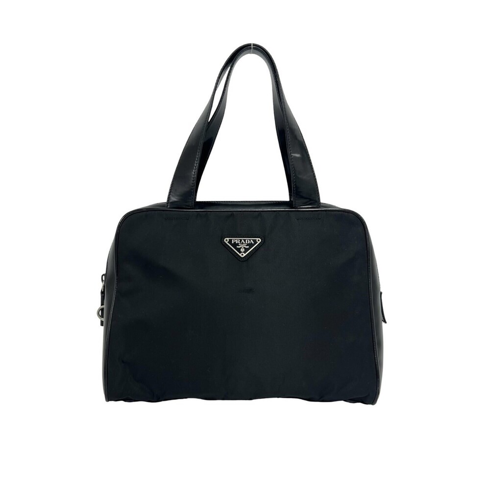 PRADA Prada Triangle Logo Hardware Tessuto Pocono Nylon Patent Leather Handba...